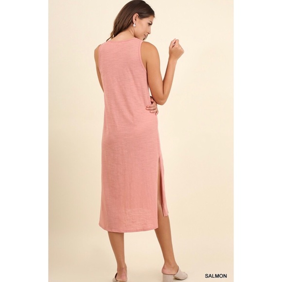 SOLD! 🆕 Salmon Fringe Midi Dress - Picture 4 of 4